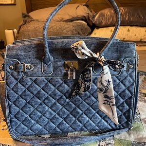 Stylish Blue Quilted Handbag